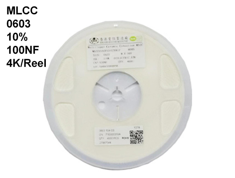 New Arrival Stock Multilayer Ceramic Chip Capacitor MLCC 0603 10% 100NF 4Kpcs/Reel HKR Supply 
